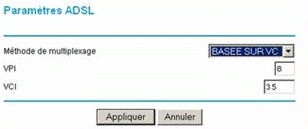 Paramètres ADSL