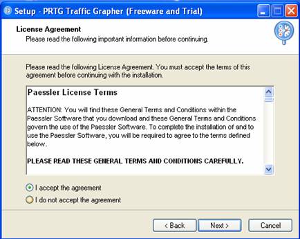 Installation  de PRTG �tape 1