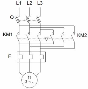 Circuit de puissance démarrage direct semi-automatique deux sens de marche