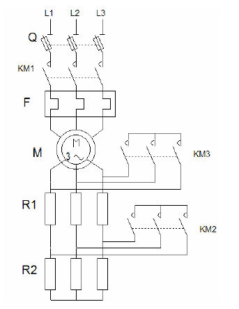 circuit de puissance Démarrage rotorique, un sens de marche