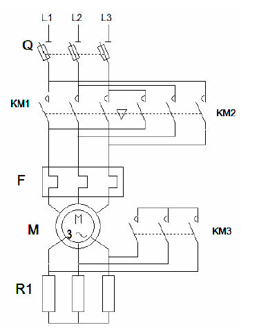circuit de puissance Démarrage rotorique, deux sens de marche